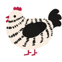 A cream and sable chicken with a bar pattern