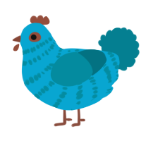 A cerulean and sea chicken with a bar pattern
