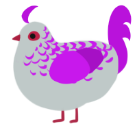 A silver and amethyst chicken with a half-lace pattern
