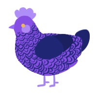 A blurple and navy chicken with a double-lace pattern