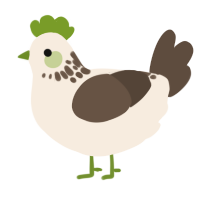 A cream and bark chicken with a neck-speckle pattern