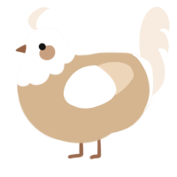 A beige and cream chicken with a head pattern