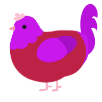 A crimson and amethyst chicken with a head pattern