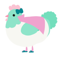 A white and mint chicken with a head pattern