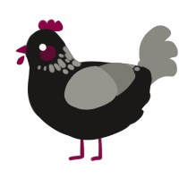 A sable and ash chicken with a neck-speckle pattern