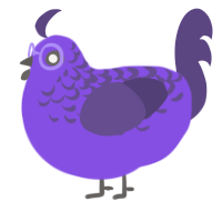 A blurple and overcast chicken with a half-lace pattern