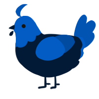 A tumblr and ultramarine chicken with a head pattern