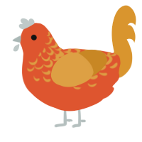 (unnamed), a vermilion and orange chicken with a half-lace pattern