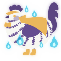 A white and overcast chicken with a bar pattern