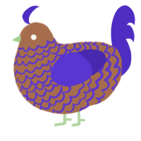 A brown and indigo chicken with a lace pattern