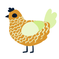 A orange and apple chicken with a lace pattern