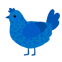 A sapphire and ultramarine chicken with a speckle pattern