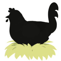 A black chicken with a half-bar pattern