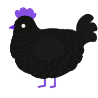 A black and sable chicken with a lace pattern