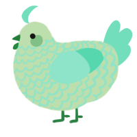 A gluppy and mint chicken with a lace pattern