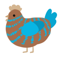 A brown and cerulean chicken with a bar pattern
