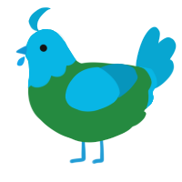 A viridian and cerulean chicken with a head pattern