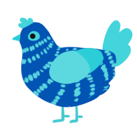 A ultramarine and aqua chicken with a bar pattern
