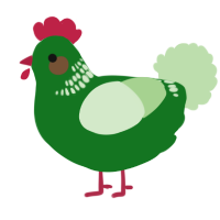 A leaf and gluppy chicken with a neck-band pattern