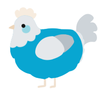 A cerulean and mist chicken with a head pattern