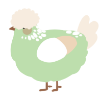 A gluppy and cream chicken with a neck-speckle pattern
