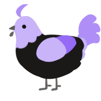 A sable and lilac chicken with a head pattern