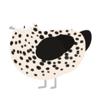 A cream and sable chicken with a speckle pattern