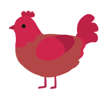 A red and crimson chicken with a head pattern