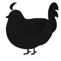 A sable and black chicken with a neck-speckle pattern