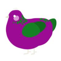 A plum and leaf chicken with a neck-speckle pattern