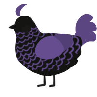 A black and overcast chicken with a lace pattern