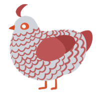 A mist and red chicken with a lace pattern