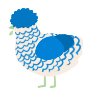 A cream and sapphire chicken with a lace pattern