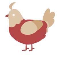 A red and beige chicken with a head pattern