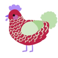 A crimson and gluppy chicken with a lace pattern