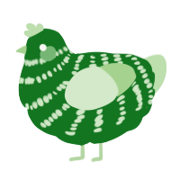 A leaf and gluppy chicken with a bar pattern