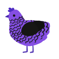 A blurple and black chicken with a lace pattern