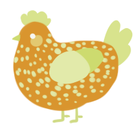 A orange and lemon chicken with a speckle pattern