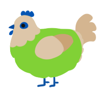 A grass and beige chicken with a head pattern