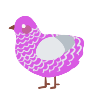 A orchid and mist chicken with a lace pattern