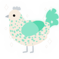 A cream and mint chicken with a speckle pattern