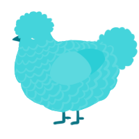 A aqua chicken with a lace pattern