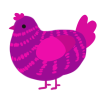A plum and fuchsia chicken with a bar pattern