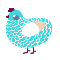 A aqua and cream chicken with a lace pattern