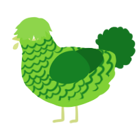 A grass and leaf chicken with a lace pattern