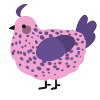 A pink and overcast chicken with a speckle pattern
