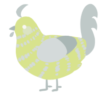A lemon and silver chicken with a bar pattern
