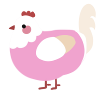 A pink and cream chicken with a head pattern