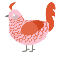 A rose and vermilion chicken with a lace pattern