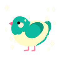 A cream and teal chicken with a head pattern
